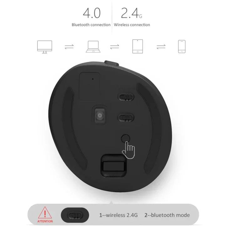 Chuột dọc mini DELUX M618 không dây 2.4G 2400DPI USB có thể sạc lại, Thiết kế công thái học, M618 màu xám