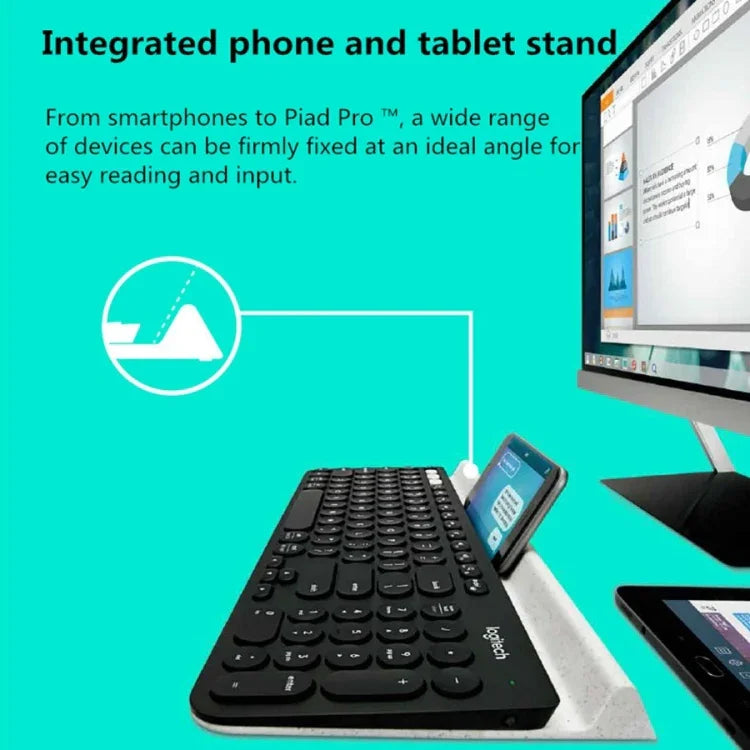 Bàn phím không dây đa thiết bị Logitech K780 Bluetooth + Unifying chế độ kép có giá đỡ
