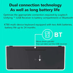 Bàn phím không dây đa thiết bị Logitech K780 Bluetooth + Unifying chế độ kép có giá đỡ