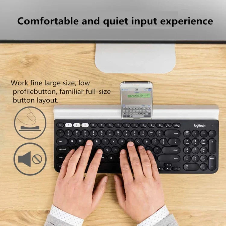 Bàn phím không dây đa thiết bị Logitech K780 Bluetooth + Unifying chế độ kép có giá đỡ