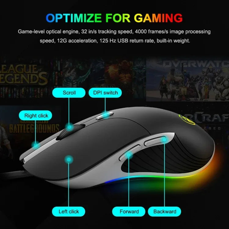 Chuột có dây iMICE X6 Chuột chơi game RGB nhiều màu 6 phím, X6