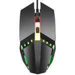 Chuột chơi game có dây HXSJ S200 USB2.0 1600dpi điều chỉnh 4 phím phát sáng nhiều màu, Chiều dài: 1.5m