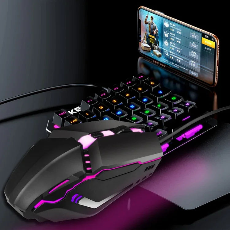 Chuột chơi game có dây HXSJ S200 USB2.0 1600dpi điều chỉnh 4 phím phát sáng nhiều màu, Chiều dài: 1.5m