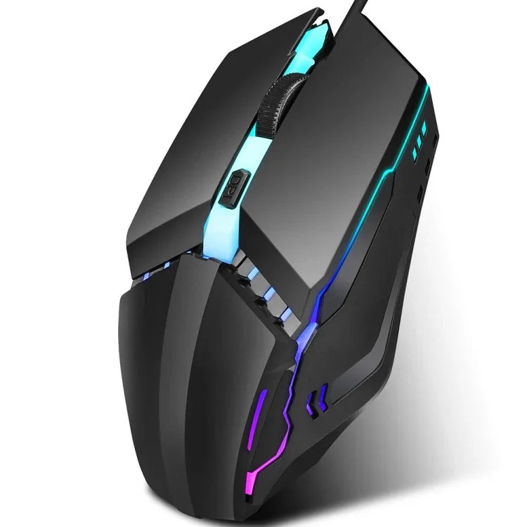 Chuột chơi game có dây HXSJ S200 USB2.0 1600dpi điều chỉnh 4 phím phát sáng nhiều màu, Chiều dài: 1.5m