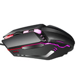 Chuột chơi game có dây HXSJ S200 USB2.0 1600dpi điều chỉnh 4 phím phát sáng nhiều màu, Chiều dài: 1.5m