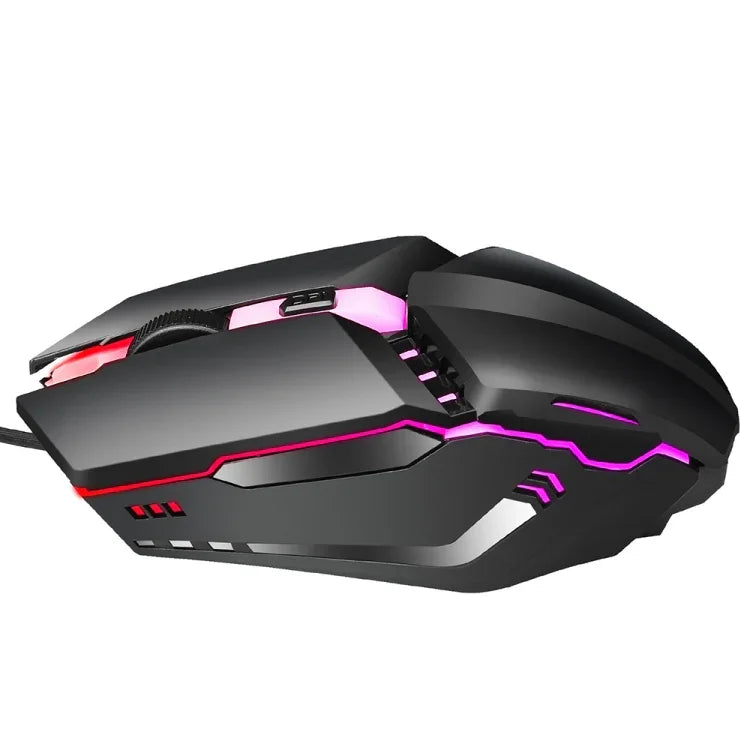 Chuột chơi game có dây HXSJ S200 USB2.0 1600dpi điều chỉnh 4 phím phát sáng nhiều màu, Chiều dài: 1.5m