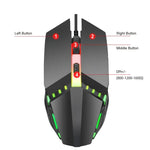 Chuột chơi game có dây HXSJ S200 USB2.0 1600dpi điều chỉnh 4 phím phát sáng nhiều màu, Chiều dài: 1.5m