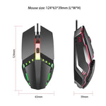 Chuột chơi game có dây HXSJ S200 USB2.0 1600dpi điều chỉnh 4 phím phát sáng nhiều màu, Chiều dài: 1.5m
