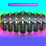 Chuột chơi game có dây HXSJ S200 USB2.0 1600dpi điều chỉnh 4 phím phát sáng nhiều màu, Chiều dài: 1.5m