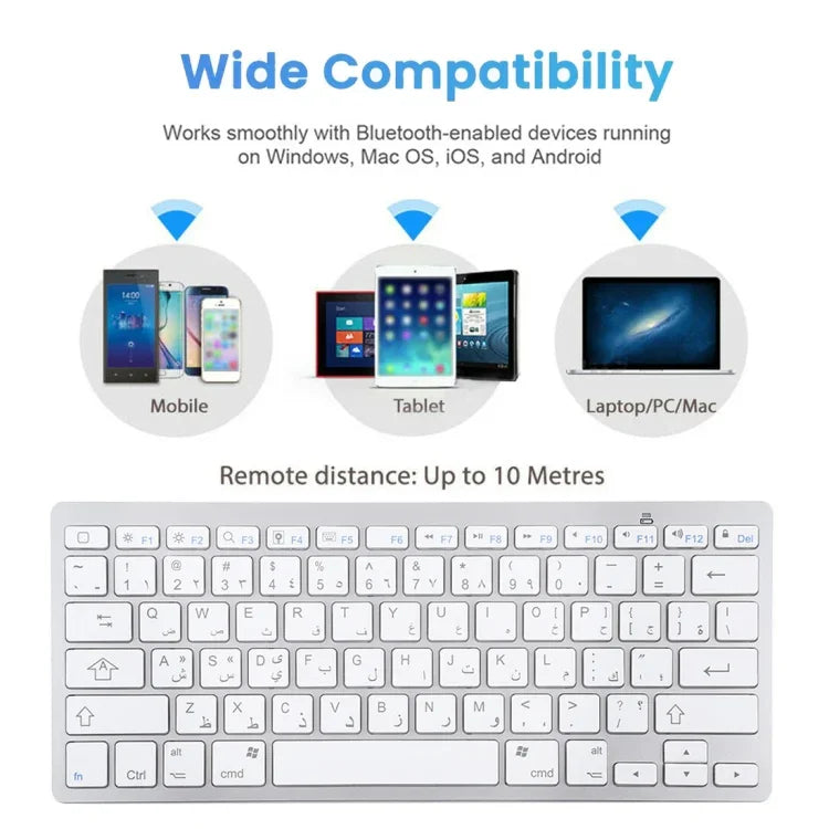 Bàn phím Bluetooth không dây siêu mỏng WB-8022, Phím tiếng Ả Rập, Phím tiếng Ả Rập