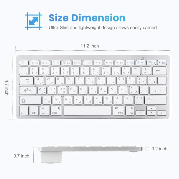 Bàn phím Bluetooth không dây siêu mỏng WB-8022, Phím tiếng Ả Rập, Phím tiếng Ả Rập