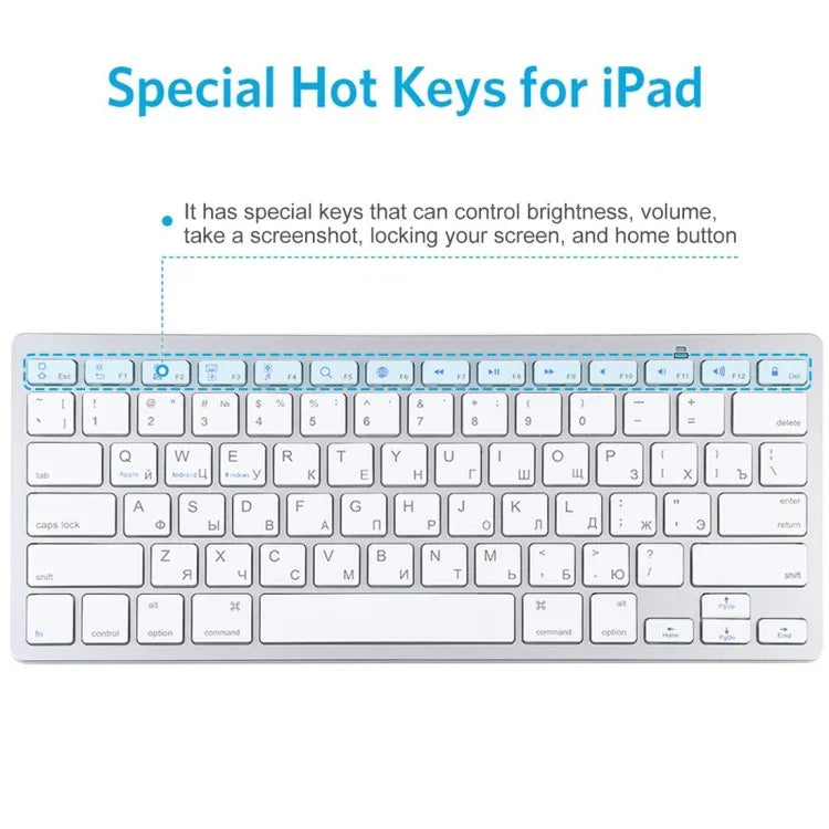Bàn phím Bluetooth không dây siêu mỏng WB-8022 cho iPad, Samsung, Huawei, Xiaomi, máy tính bảng hoặc điện thoại thông minh, Phím tiếng Nga, Phím tiếng Nga