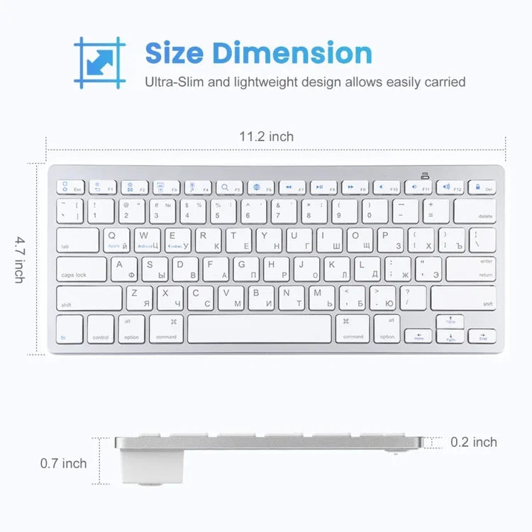 Bàn phím Bluetooth không dây siêu mỏng WB-8022 cho iPad, Samsung, Huawei, Xiaomi, máy tính bảng hoặc điện thoại thông minh, Phím tiếng Nga, Phím tiếng Nga