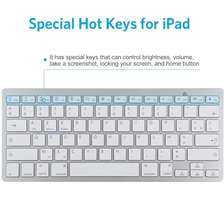 Bàn phím Bluetooth không dây siêu mỏng WB-8022 cho iPad, Samsung, Huawei, Xiaomi, máy tính bảng hoặc điện thoại thông minh, Phím tiếng Pháp, Phím tiếng Pháp