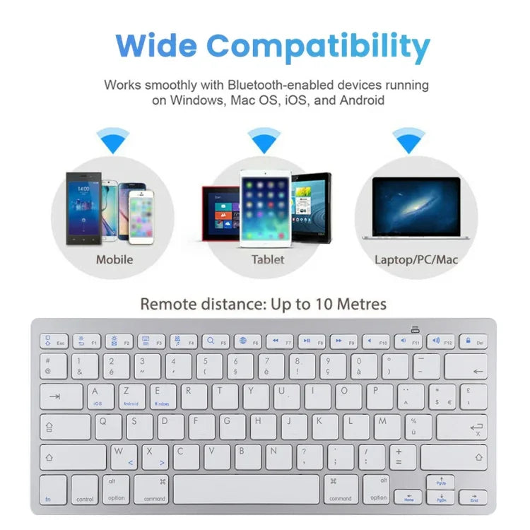 Bàn phím Bluetooth không dây siêu mỏng WB-8022 cho iPad, Samsung, Huawei, Xiaomi, máy tính bảng hoặc điện thoại thông minh, Phím tiếng Pháp, Phím tiếng Pháp