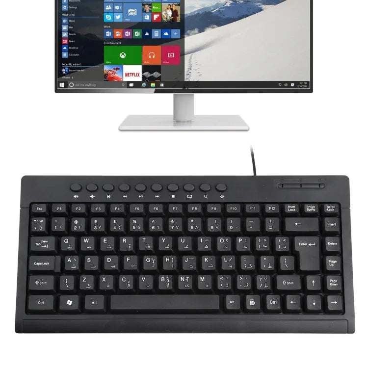 Bàn phím mini có dây đa phương tiện cho laptop KB-301A, Phiên bản tiếng Ả Rập, Phiên bản tiếng Ả Rập