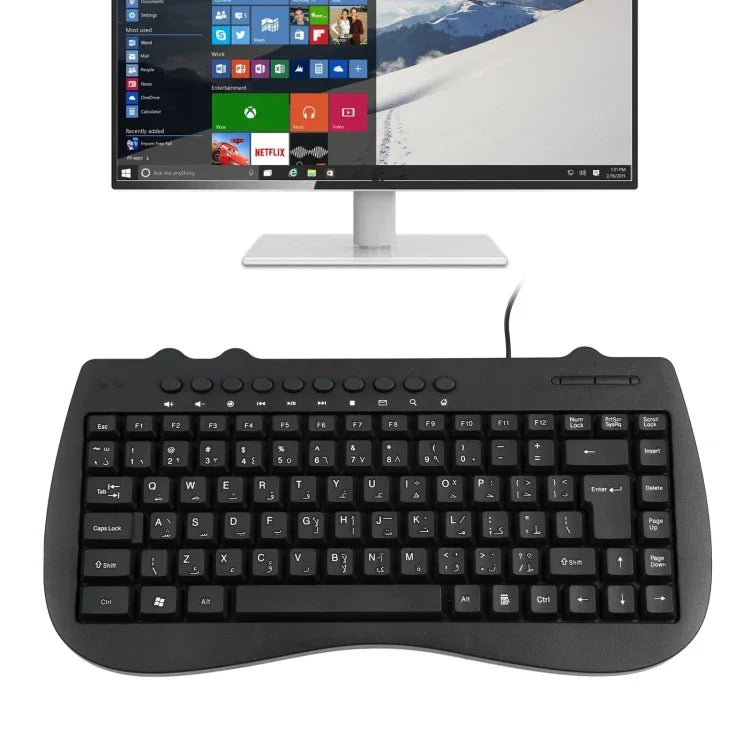 Bàn phím mini có dây đa phương tiện cho laptop KB-301B, Phiên bản tiếng Ả Rập (Màu đen), Phiên bản tiếng Ả Rập