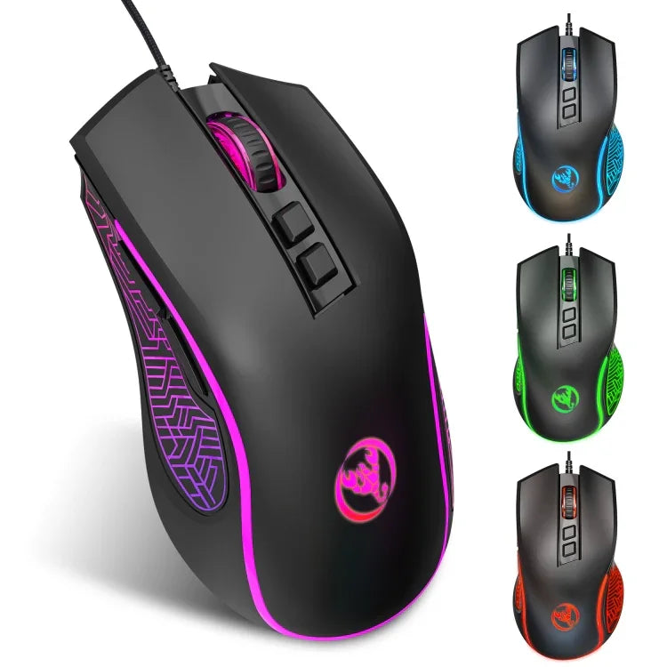 Chuột chơi game có dây phát sáng mát mẻ 7 nút HXSJ X100 3600 DPI, chiều dài cáp: 1.5m