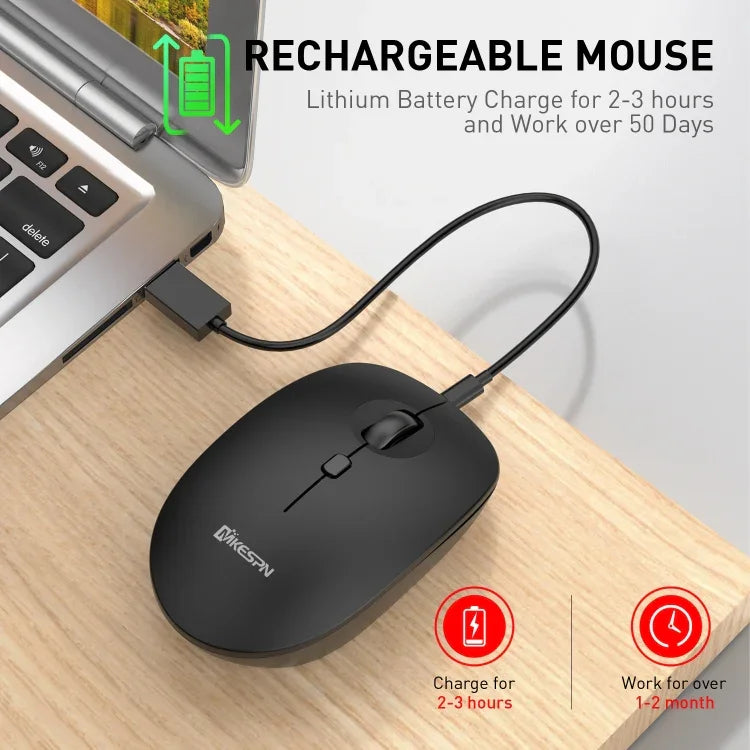 Chuột không dây ba chế độ 2.4G+BT5.0+BT3.0 MKESPN 859, 2.4G+BT5.0+BT3.0