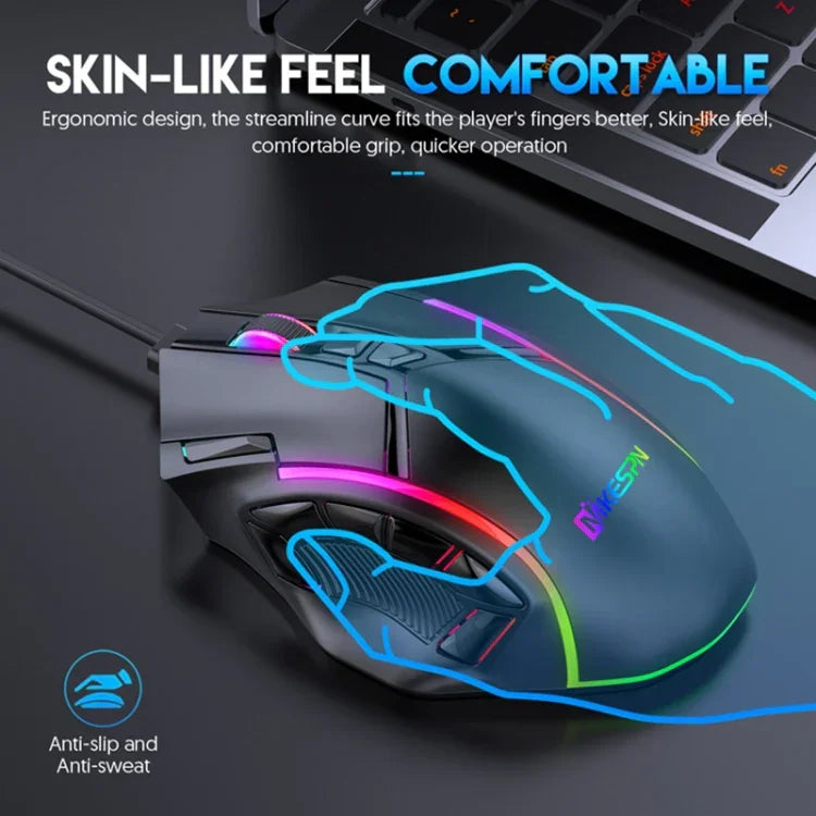 Chuột có dây định nghĩa macro RGB 12 nút tốc độ đầy đủ 12800DPI MKESPN X15, x15