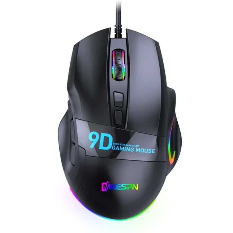 Chuột chơi game có dây định nghĩa macro RGB 9 nút tốc độ đầy đủ MKESPN X10, định nghĩa macro tốc độ đầy đủ