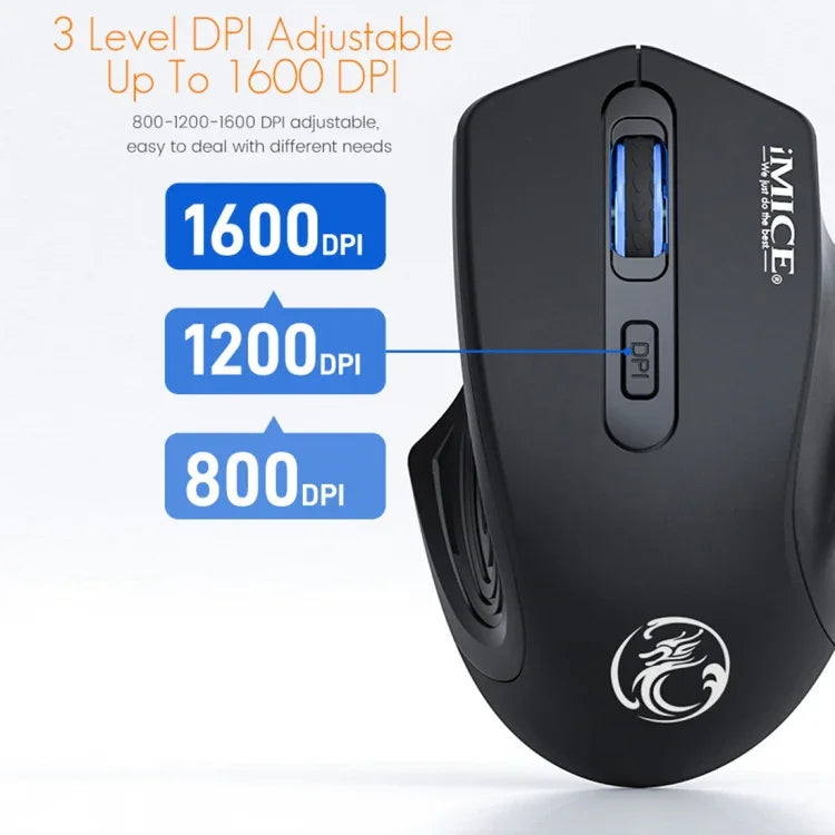Chuột không dây yên tĩnh sạc lại 4 nút 1600 DPI 2.4GHz iMICE G-1800 cho máy tính PC Laptop