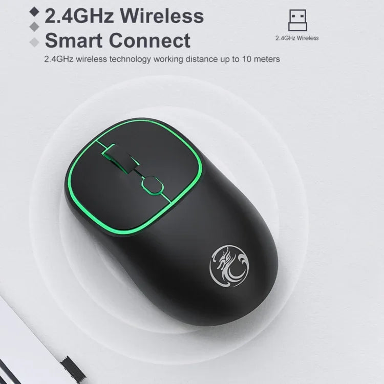 iMICE W-618 Rechargeable 4 Buttons 1600 DPI 2.4GHz Bluetooth Silent Wireless Mouse for Computer PC Laptop, W-618 2.4GHz & Bluetooth