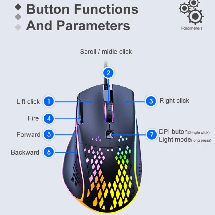Chuột chơi game iMICE T97 đèn LED RGB USB 7 nút 7200 DPI có dây