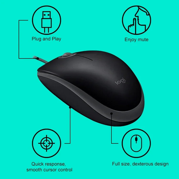 Chuột có dây Logitech M110 1000DPI USB im lặng