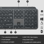 Bàn phím không dây Bluetooth im lặng Logitech MX Keys