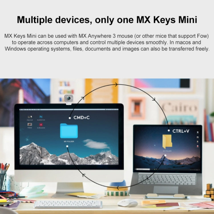 Bàn phím thông minh siêu mỏng có đèn nền không dây Bluetooth Logitech MX Keys Mini