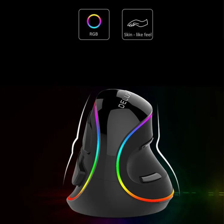 Chuột quang có dây DELUX M618 Plus RGB chuột dọc công thái học 4000DPI, 4000DPI có dây