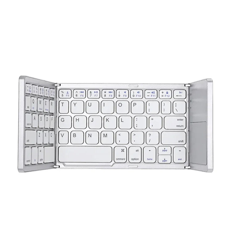 Bàn phím Bluetooth không dây 3 gập 64 phím có touchpad sạc lại B033, 3 gập 64 phím có touchpad màu trắng