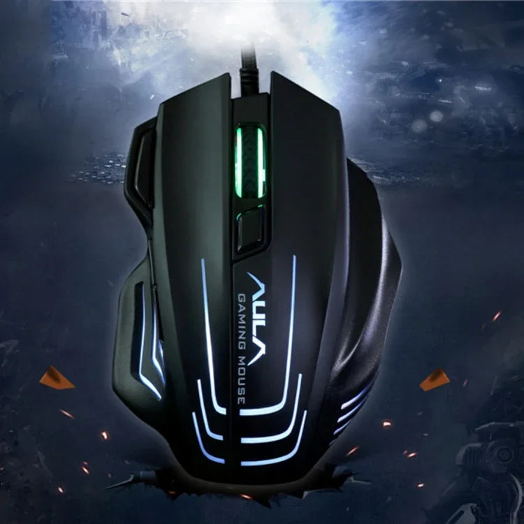Chuột chơi game quang USB có dây Aula Series Ghost Shark II với đèn màu 7D, độ phân giải tối đa 4000 DPI, Ghost Shark II(B)