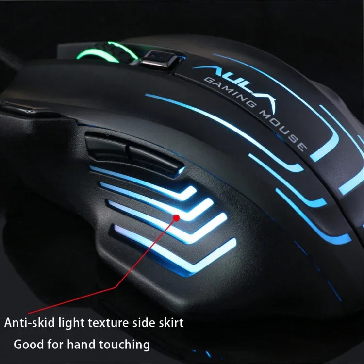Chuột chơi game quang USB có dây Aula Series Ghost Shark II với đèn màu 7D, độ phân giải tối đa 4000 DPI, Ghost Shark II(B)