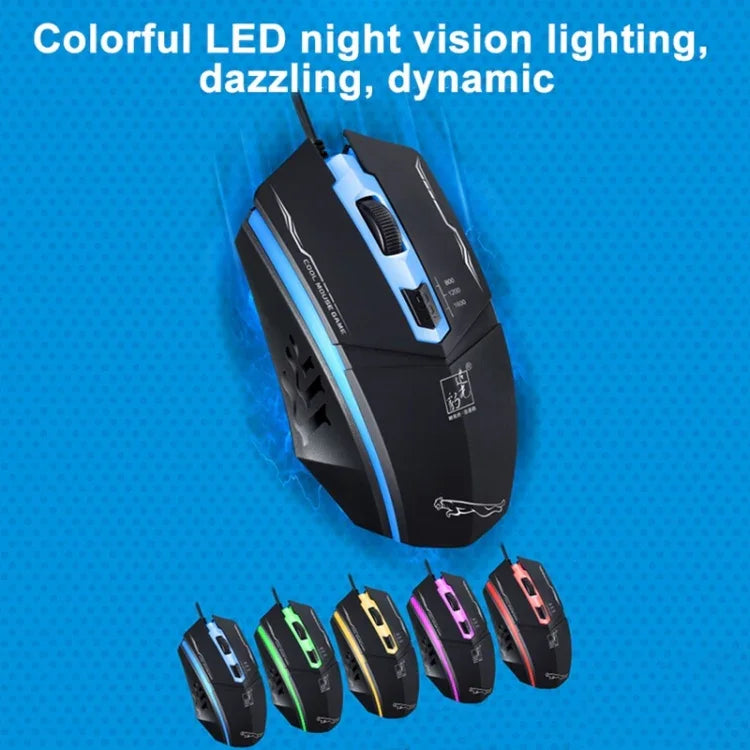 Chuột chơi game quang có dây USB Chasing Leopard 199 1600DPI điều chỉnh 3 tốc độ có đèn LED nền, chiều dài: 1.3m, 199 màu đen, 199