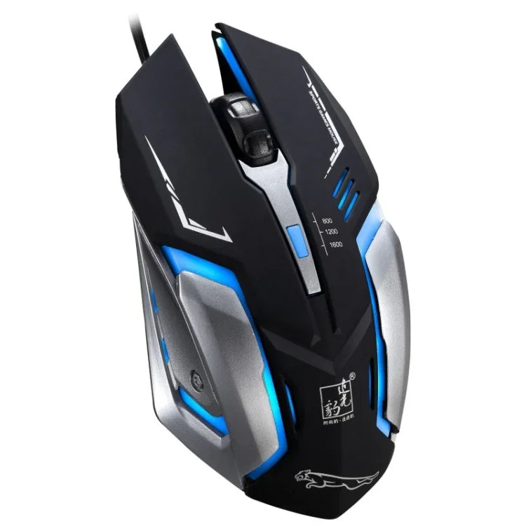 Chuột chơi game quang có dây USB Chasing Leopard K1 1600DPI điều chỉnh 3 tốc độ có đèn LED nền, im lặng, chiều dài: 1.3m