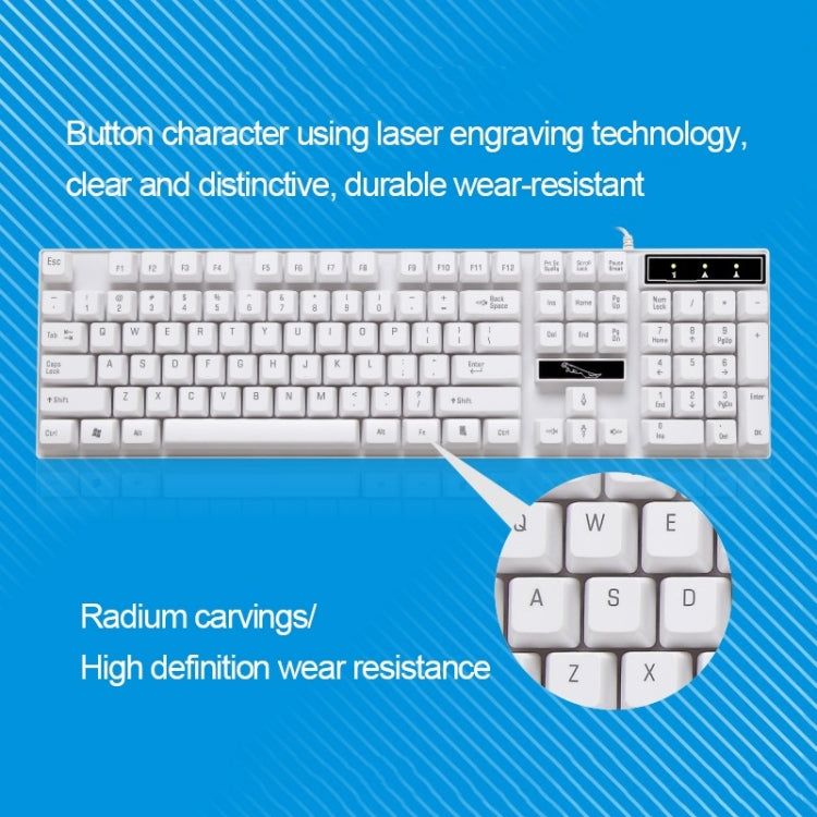 Bộ bàn phím chơi game văn phòng có dây USB Chasing Leopard Q17 104 phím treo + chuột đối xứng có dây, chiều dài cáp bàn phím: 1.4m, chiều dài cáp chuột: 1.3m, Q17 màu đen, Q17 màu trắng