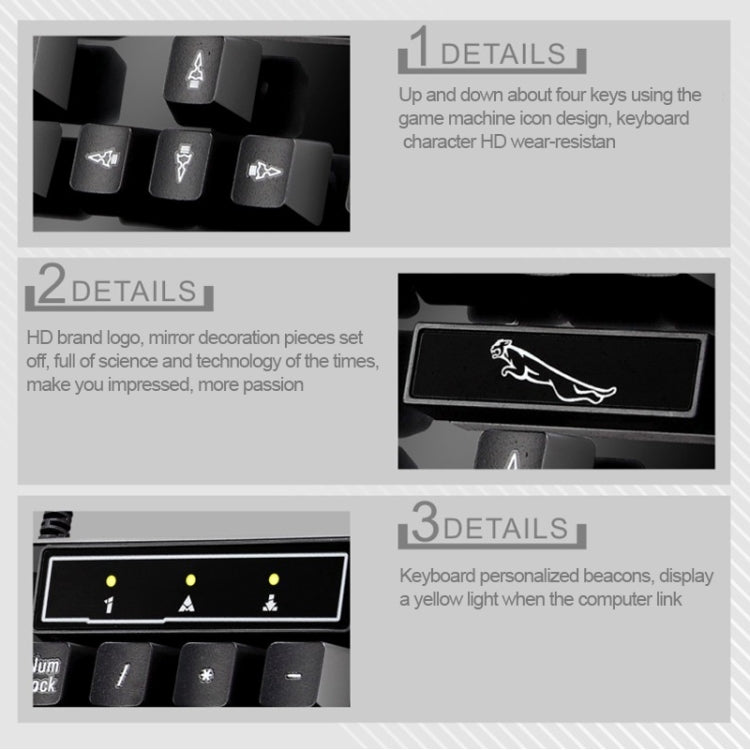 Bộ bàn phím chơi game văn phòng có dây USB Chasing Leopard Q17 104 phím treo + chuột đối xứng có dây, chiều dài cáp bàn phím: 1.4m, chiều dài cáp chuột: 1.3m, Q17 màu đen, Q17 màu trắng