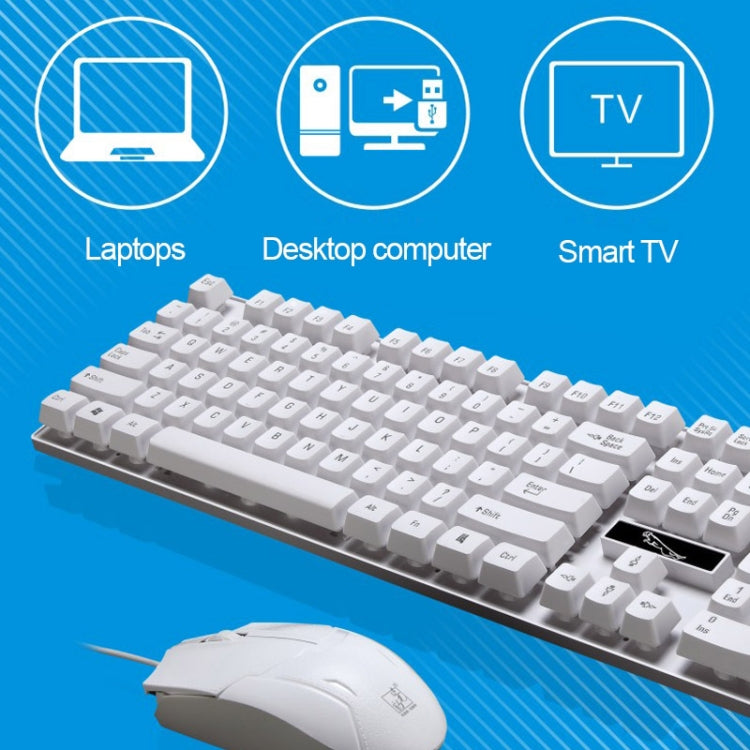 Bộ bàn phím chơi game văn phòng có dây USB Chasing Leopard Q17 104 phím treo + chuột đối xứng có dây, chiều dài cáp bàn phím: 1.4m, chiều dài cáp chuột: 1.3m, Q17 màu đen, Q17 màu trắng
