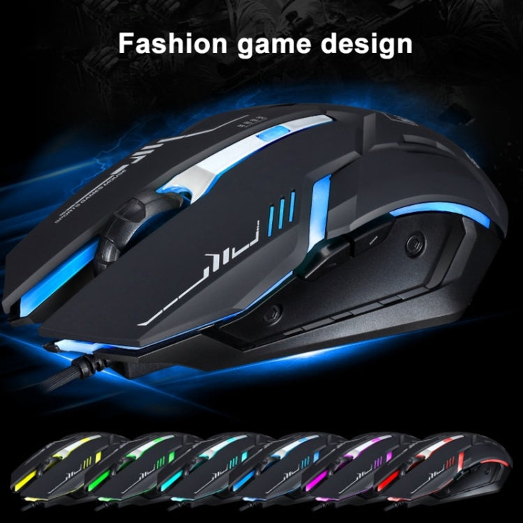 Chuột chơi game quang có dây USB Chasing Leopard V17 2400DPI điều chỉnh 4 tốc độ có họa tiết đường kẻ và đèn LED nhấp nháy, chiều dài: 1.45m, V17, V17 màu đen bóng