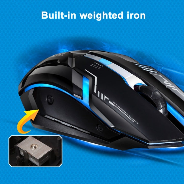 Chuột chơi game quang có dây USB Chasing Leopard V17 2400DPI điều chỉnh 4 tốc độ có họa tiết đường kẻ và đèn LED nhấp nháy, chiều dài: 1.45m, V17, V17 màu đen bóng