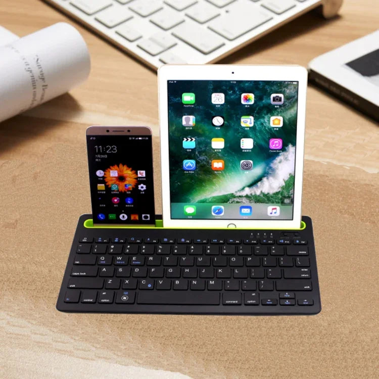 B908 Bàn phím không dây Bluetooth siêu mỏng 78 phím với giá đỡ điện thoại lõm