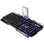 Bàn phím chơi game có dây ZGB G700 104 phím cảm giác cơ phát sáng bảng kim loại treo kèm giá đỡ điện thoại