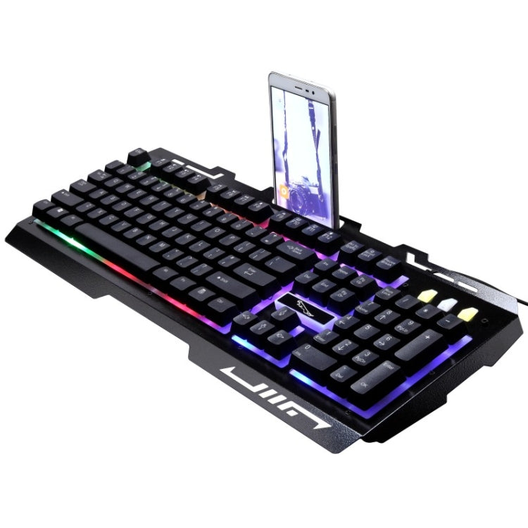 Bàn phím chơi game có dây ZGB G700 104 phím cảm giác cơ phát sáng bảng kim loại treo kèm giá đỡ điện thoại