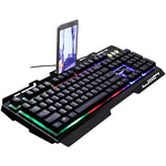 Bàn phím chơi game có dây ZGB G700 104 phím cảm giác cơ phát sáng bảng kim loại treo kèm giá đỡ điện thoại