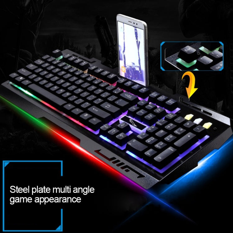 Bàn phím chơi game có dây ZGB G700 104 phím cảm giác cơ phát sáng bảng kim loại treo kèm giá đỡ điện thoại