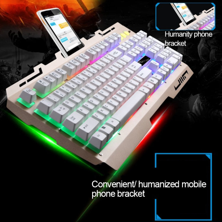 Bàn phím chơi game có dây ZGB G700 104 phím cảm giác cơ phát sáng bảng kim loại treo kèm giá đỡ điện thoại