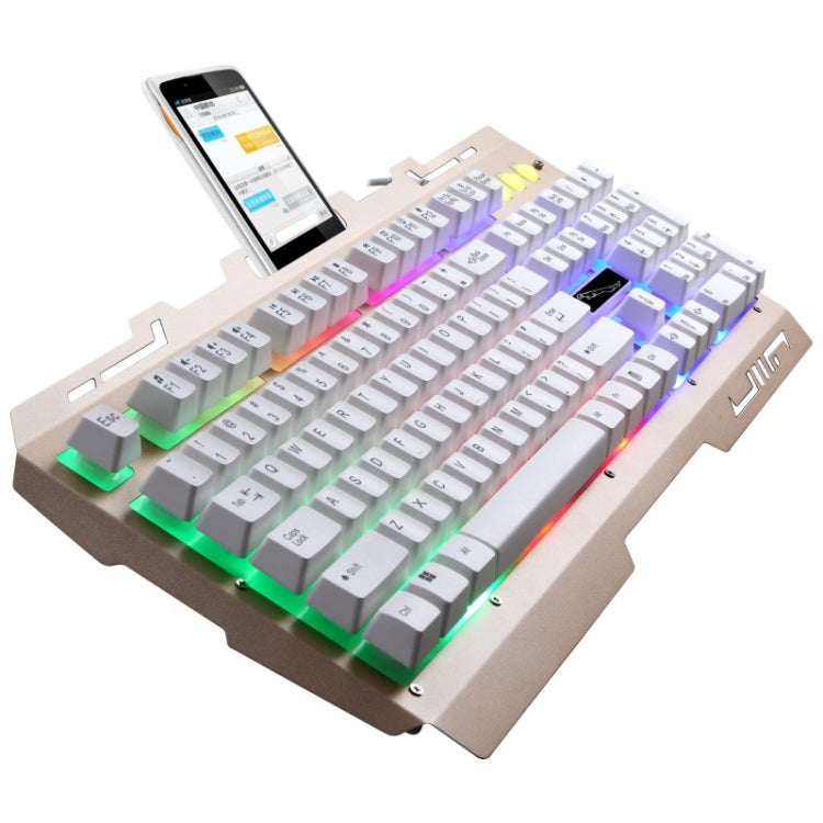 Bàn phím chơi game có dây ZGB G700 104 phím cảm giác cơ phát sáng bảng kim loại treo kèm giá đỡ điện thoại