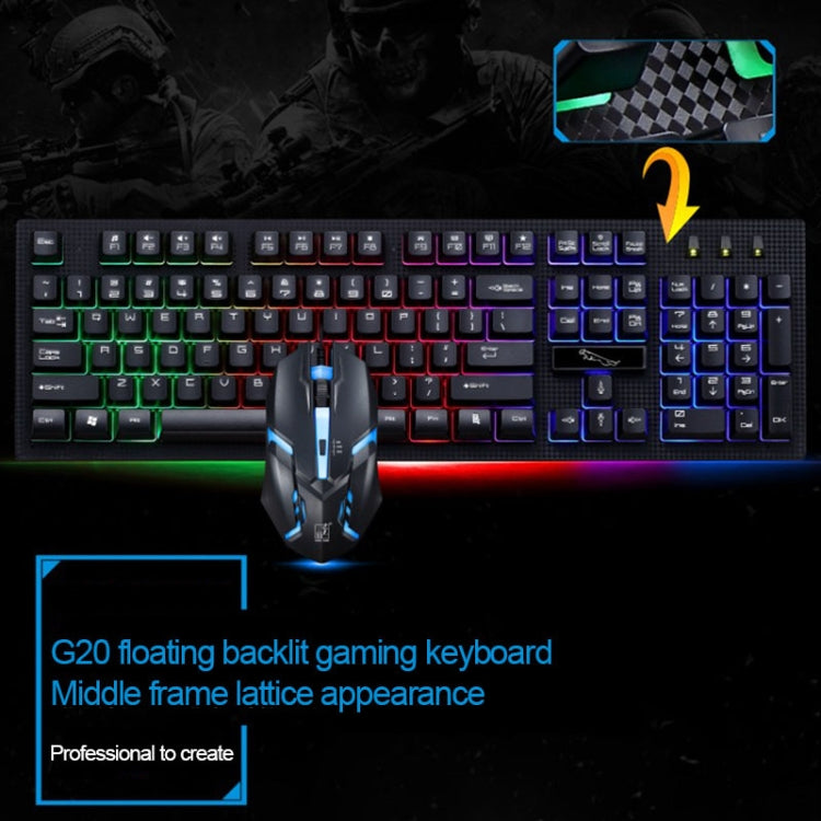 Bộ bàn phím và chuột quang có dây chuyên nghiệp ZGB G20 1600 DPI cảm giác cơ phát sáng treo cho laptop, PC